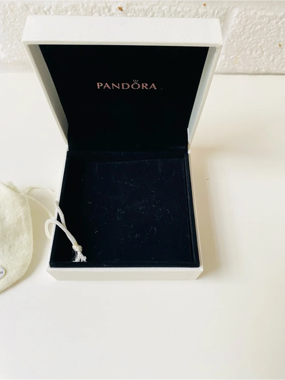 Empty Pandora Cream Jewelry Drawstring Pouch with Gift Box